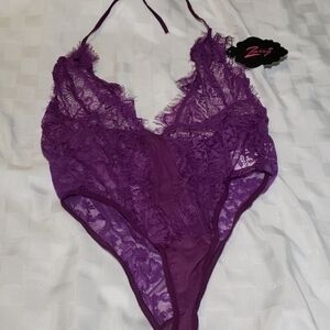 ZEXXXY Puple Eyelash Lace Teddy Lingerie NWT bag M